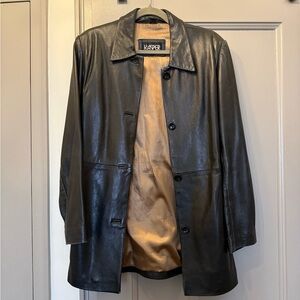 Kasper Women's Black Leather Coat